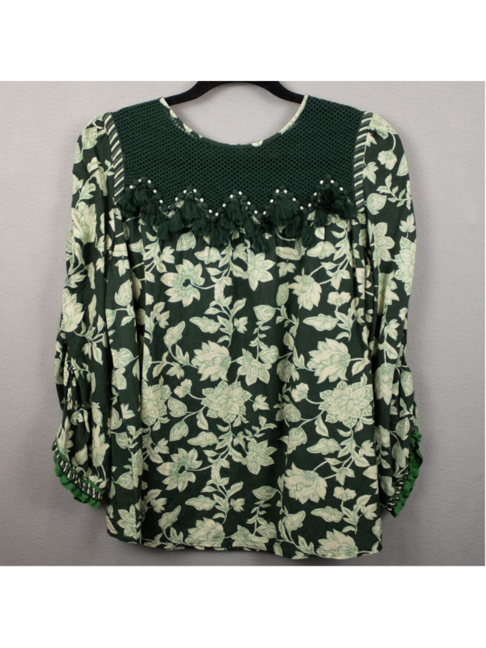 Anthropologie Vineet Bahl Sheryl green floral crochet top-M